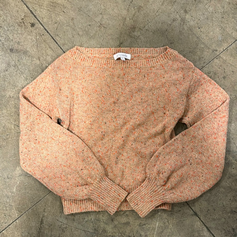 Intermix boatneck Athena sweater in pink / beige size P